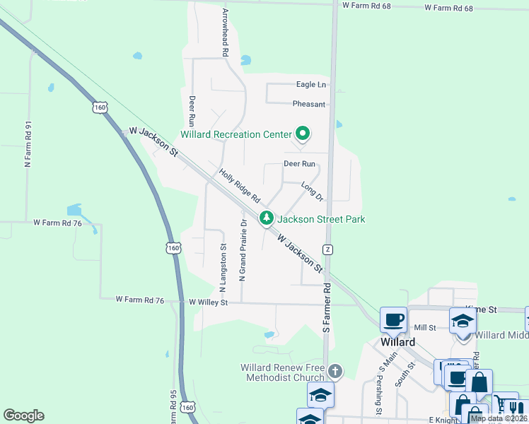 map of restaurants, bars, coffee shops, grocery stores, and more near 95 Holly Ridge Road in Willard