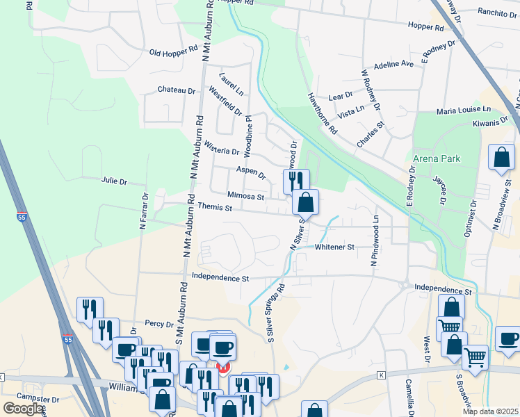 map of restaurants, bars, coffee shops, grocery stores, and more near 3022 Themis Street in Cape Girardeau