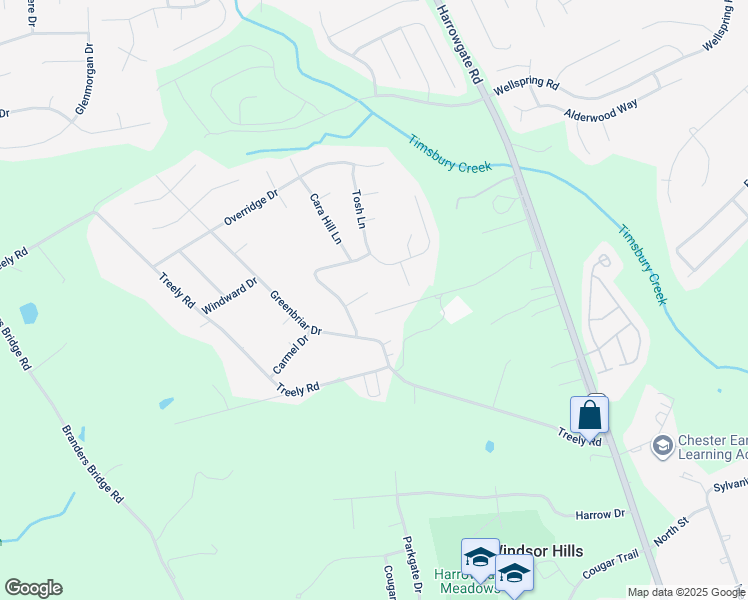 map of restaurants, bars, coffee shops, grocery stores, and more near 4141 Whitebirch Drive in Chester