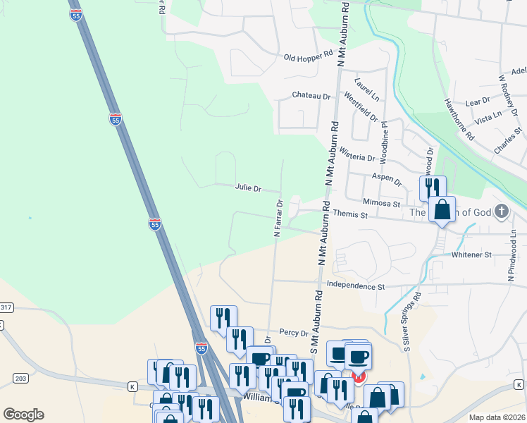 map of restaurants, bars, coffee shops, grocery stores, and more near 3312 Shenandoah Ridge in Cape Girardeau
