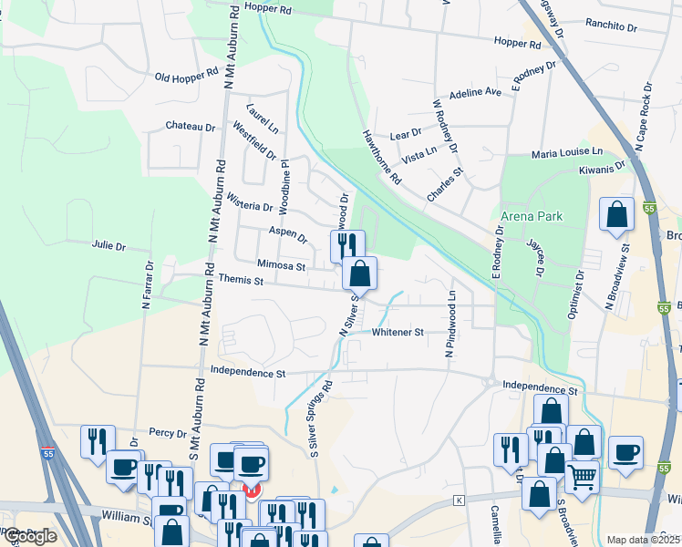 map of restaurants, bars, coffee shops, grocery stores, and more near 3003 Themis Street in Cape Girardeau