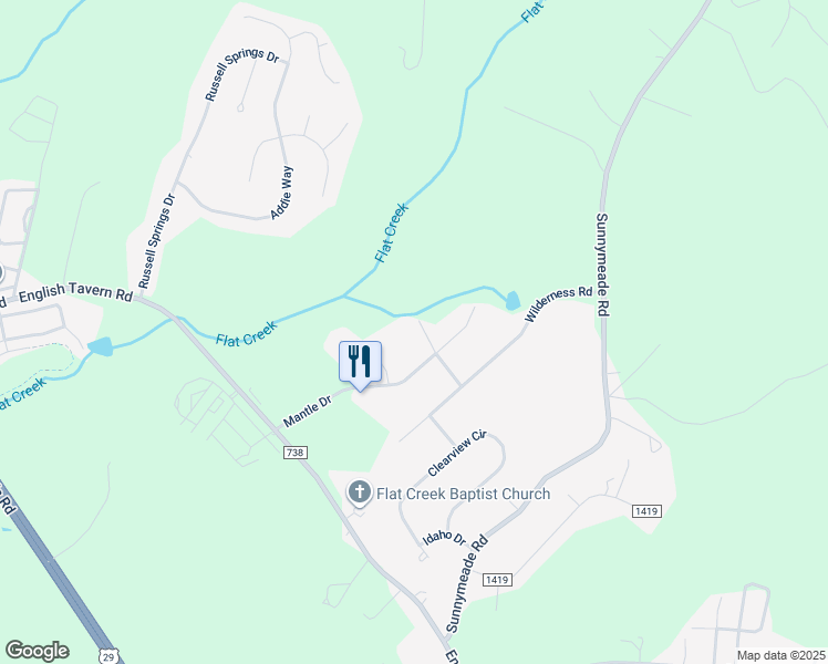 map of restaurants, bars, coffee shops, grocery stores, and more near 60 Jeter Court in Lynchburg