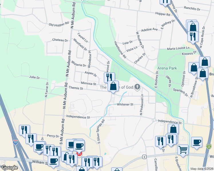 map of restaurants, bars, coffee shops, grocery stores, and more near 522 Boxwood Drive in Cape Girardeau