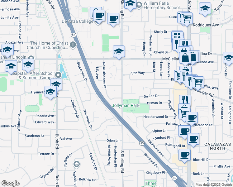 map of restaurants, bars, coffee shops, grocery stores, and more near 914 Sage Court in Cupertino