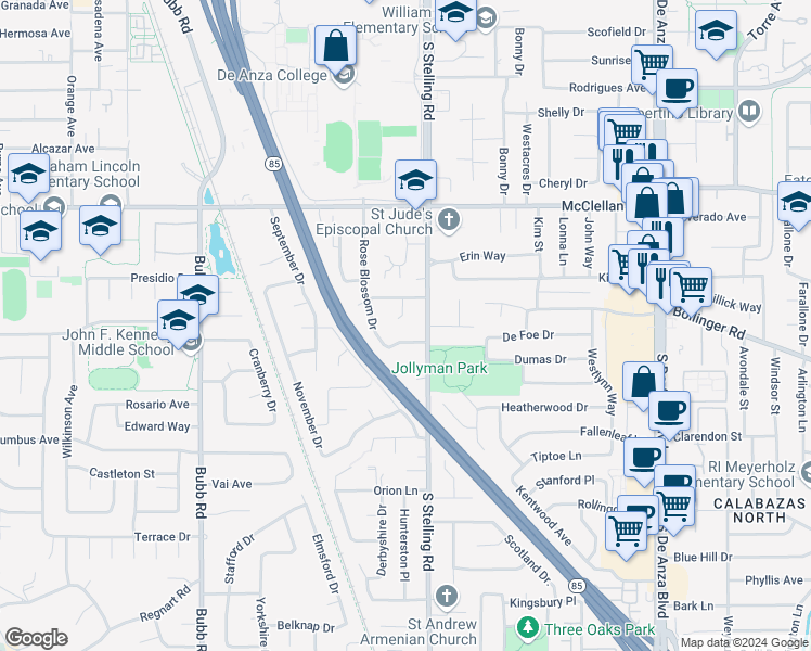 map of restaurants, bars, coffee shops, grocery stores, and more near 914 Sage Court in Cupertino