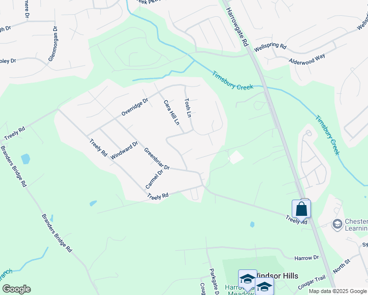 map of restaurants, bars, coffee shops, grocery stores, and more near 4210 Whitebirch Drive in Chester