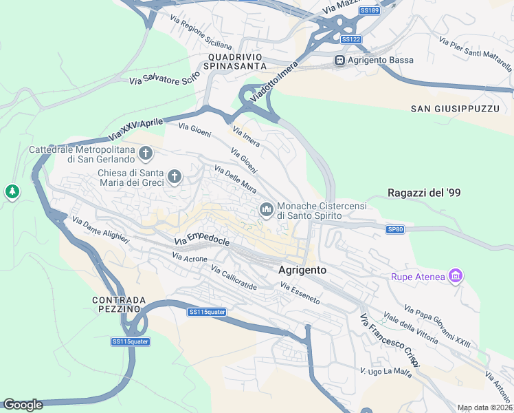 map of restaurants, bars, coffee shops, grocery stores, and more near Cortile Zeta VII in Agrigento