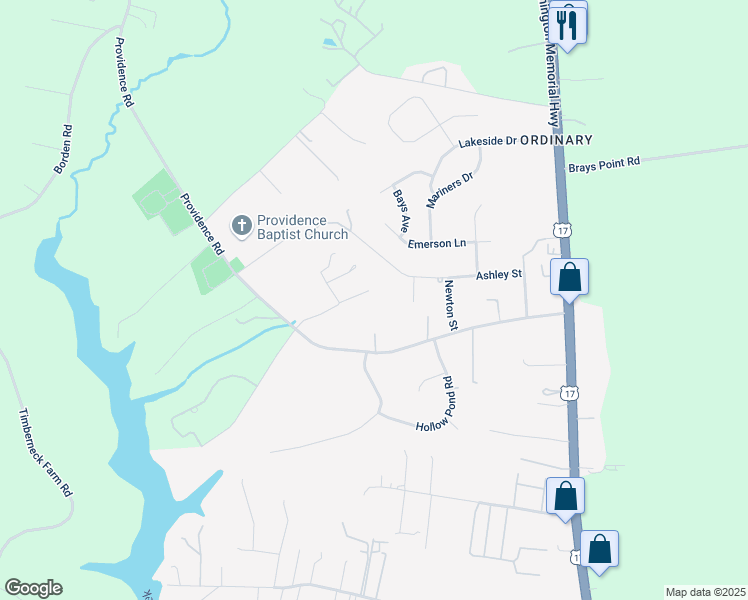 map of restaurants, bars, coffee shops, grocery stores, and more near 6862 Ashley Street in Gloucester Point