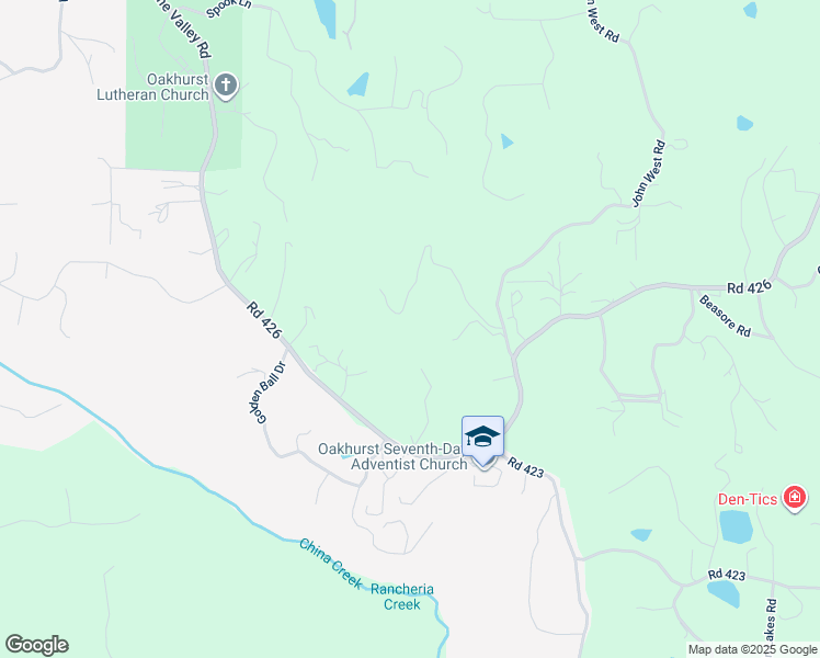 map of restaurants, bars, coffee shops, grocery stores, and more near 50622 Critter Creek Lane in Oakhurst