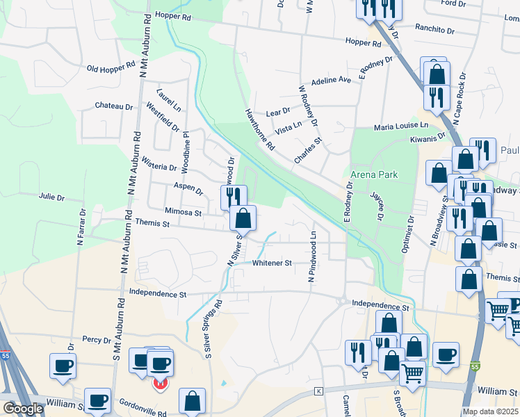 map of restaurants, bars, coffee shops, grocery stores, and more near 2968 Shamrock in Cape Girardeau