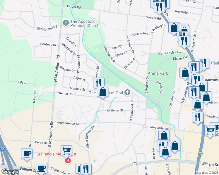 map of restaurants, bars, coffee shops, grocery stores, and more near 2970 Shamrock in Cape Girardeau