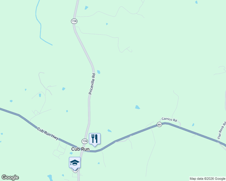 map of restaurants, bars, coffee shops, grocery stores, and more near 13027 Priceville Road in Cub Run