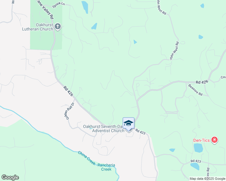 map of restaurants, bars, coffee shops, grocery stores, and more near 50626 Critter Creek Lane in Oakhurst