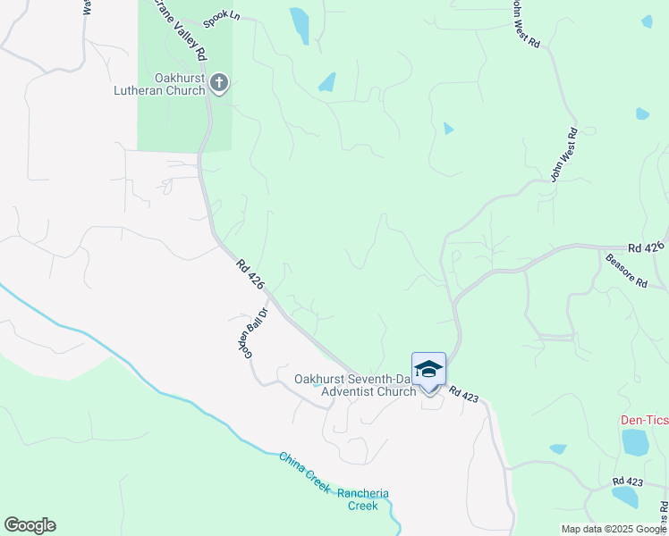 map of restaurants, bars, coffee shops, grocery stores, and more near 50566 Critter Creek Lane in Oakhurst