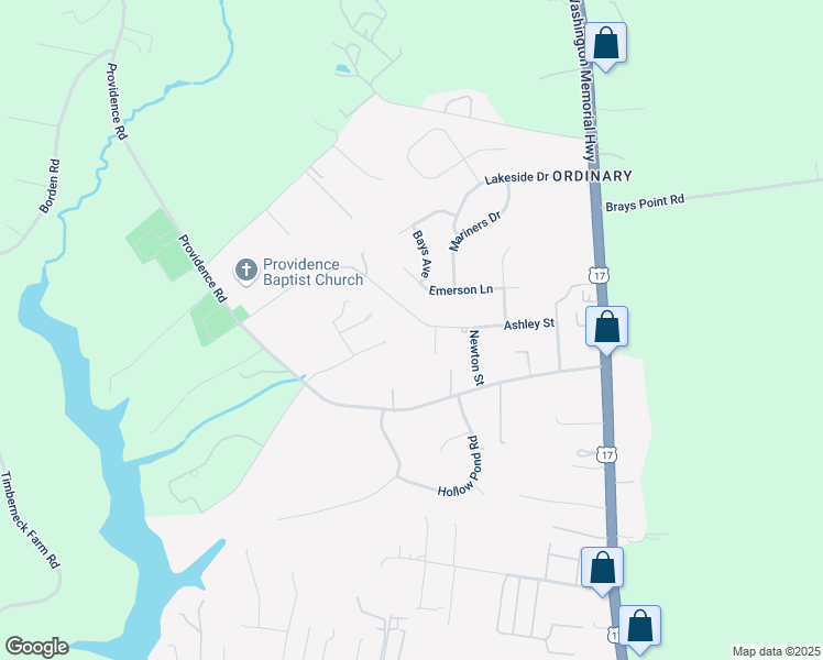 map of restaurants, bars, coffee shops, grocery stores, and more near 6862 Ashley Street in Gloucester Point