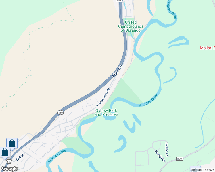 map of restaurants, bars, coffee shops, grocery stores, and more near 763 Animas View Drive in Durango
