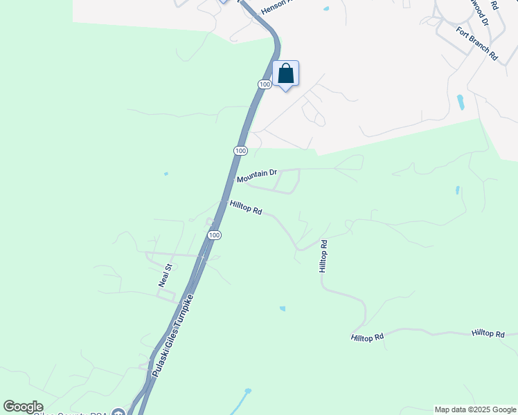 map of restaurants, bars, coffee shops, grocery stores, and more near 153 Hilltop Road in Pearisburg