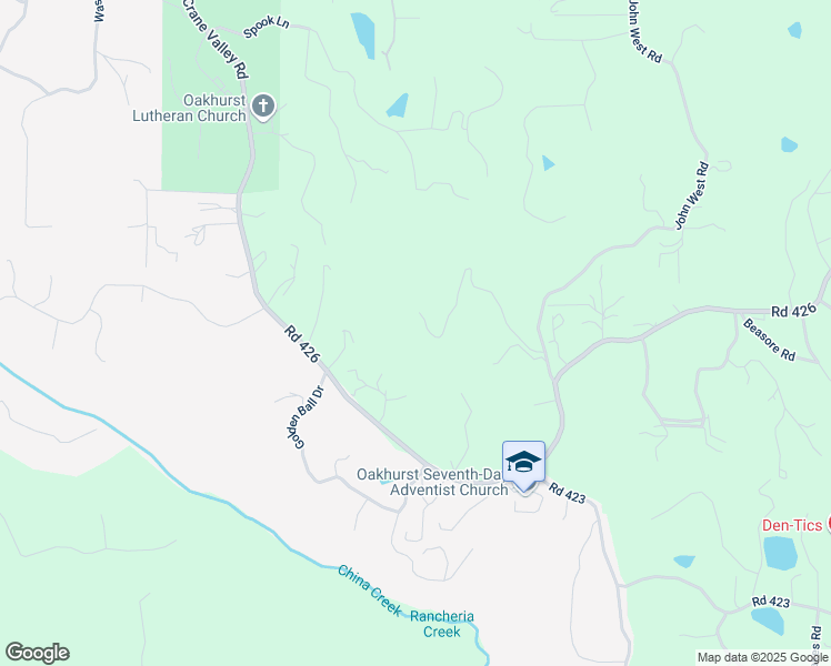 map of restaurants, bars, coffee shops, grocery stores, and more near 50566 Critter Creek Lane in Oakhurst
