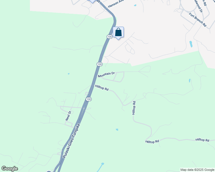 map of restaurants, bars, coffee shops, grocery stores, and more near 153 Hilltop Road in Pearisburg