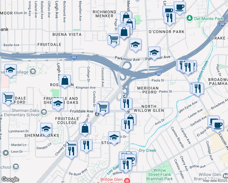 map of restaurants, bars, coffee shops, grocery stores, and more near 776 Deland Avenue in San Jose