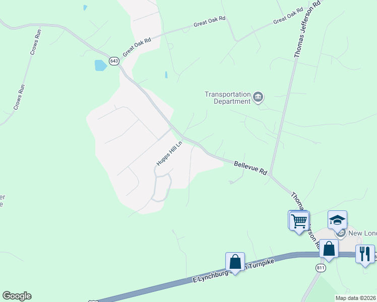 map of restaurants, bars, coffee shops, grocery stores, and more near 1101-1213 Wills Way in Forest
