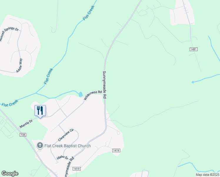 map of restaurants, bars, coffee shops, grocery stores, and more near 905 Sunnymeade Road in Rustburg