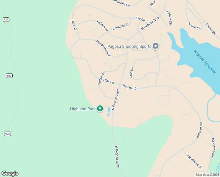 map of restaurants, bars, coffee shops, grocery stores, and more near 106-130 Hills Circle in Pagosa Springs