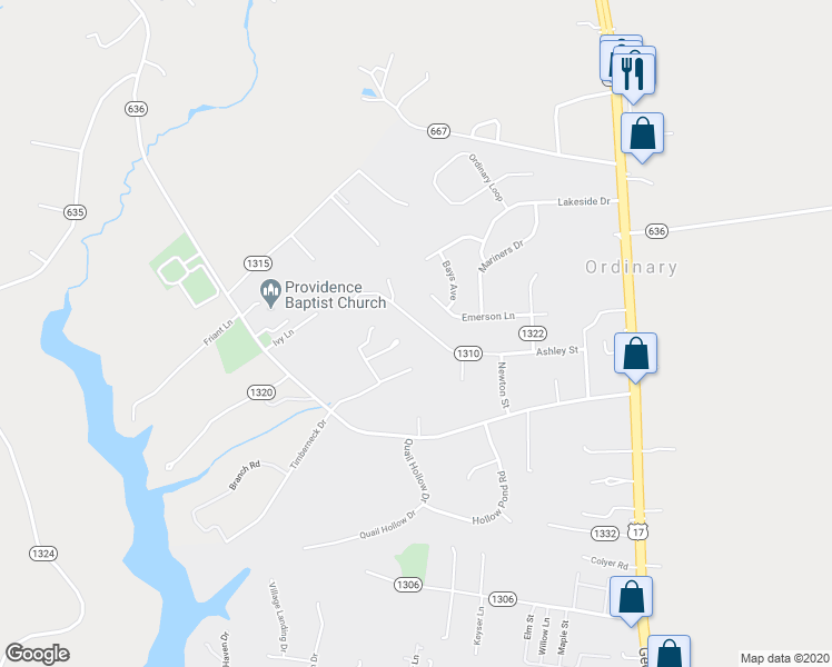 map of restaurants, bars, coffee shops, grocery stores, and more near 6830 Ashley Street in Gloucester Point