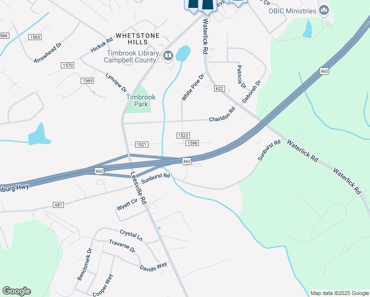 map of restaurants, bars, coffee shops, grocery stores, and more near 126 Hillsman Lane in Lynchburg