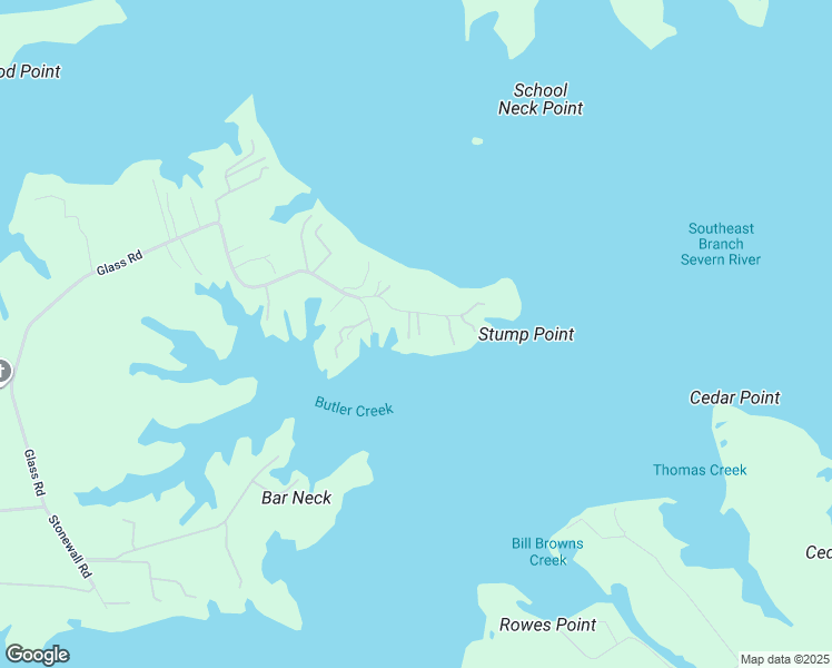 map of restaurants, bars, coffee shops, grocery stores, and more near Stump Point Road in Gloucester County