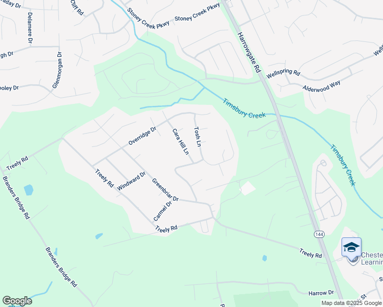 map of restaurants, bars, coffee shops, grocery stores, and more near 4415 Cara Hill Lane in Chester