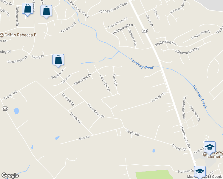 map of restaurants, bars, coffee shops, grocery stores, and more near 4415 Cara Hill Lane in Chester