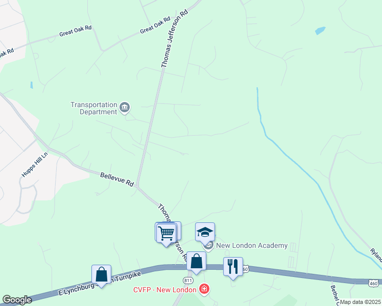 map of restaurants, bars, coffee shops, grocery stores, and more near 1171 London Drive in Forest