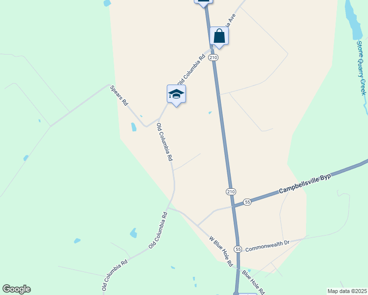 map of restaurants, bars, coffee shops, grocery stores, and more near 2260 Old Columbia Road in Campbellsville