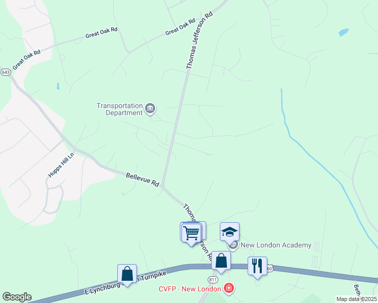 map of restaurants, bars, coffee shops, grocery stores, and more near 1093 London Drive in Forest