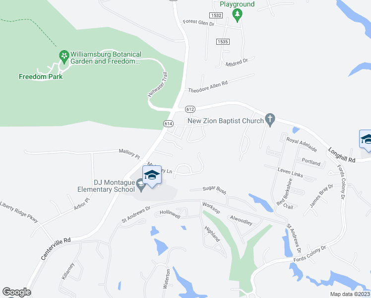 map of restaurants, bars, coffee shops, grocery stores, and more near 3858 War Hill Green in Williamsburg