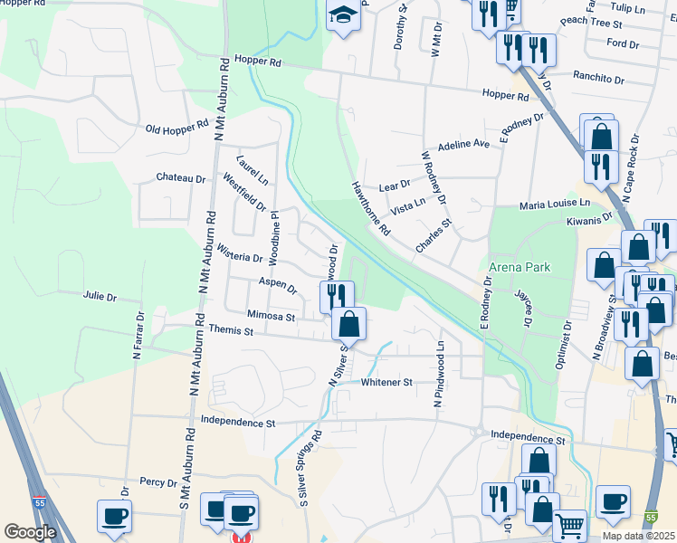 map of restaurants, bars, coffee shops, grocery stores, and more near 610 Boxwood Drive in Cape Girardeau