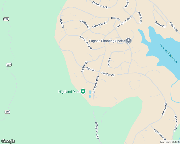 map of restaurants, bars, coffee shops, grocery stores, and more near 106 Hills Circle in Pagosa Springs