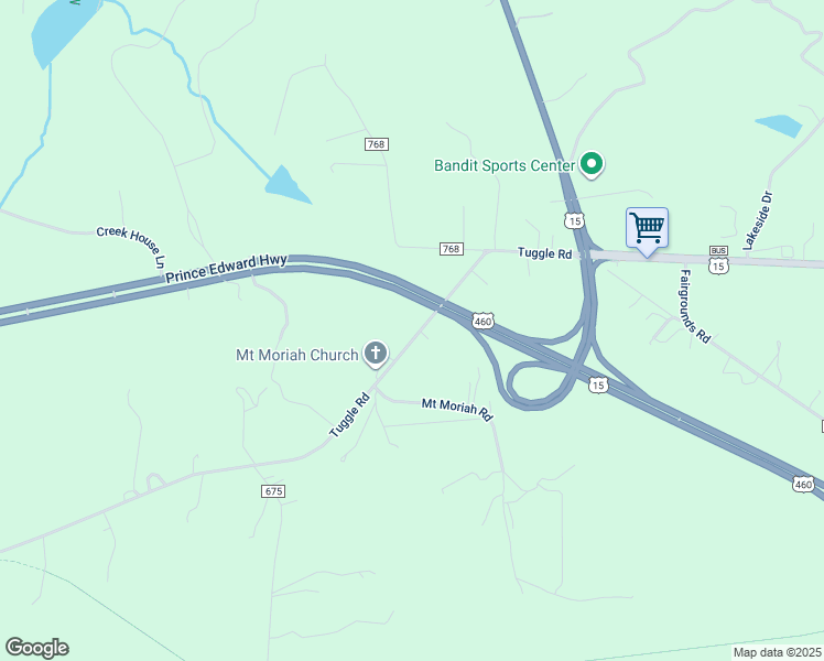 map of restaurants, bars, coffee shops, grocery stores, and more near Tuggle Road in Farmville