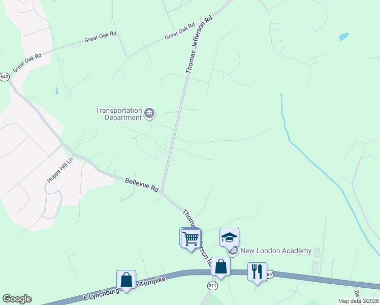 map of restaurants, bars, coffee shops, grocery stores, and more near State Route 848 in Bedford County