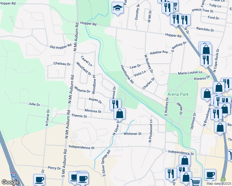 map of restaurants, bars, coffee shops, grocery stores, and more near 610 Boxwood Drive in Cape Girardeau