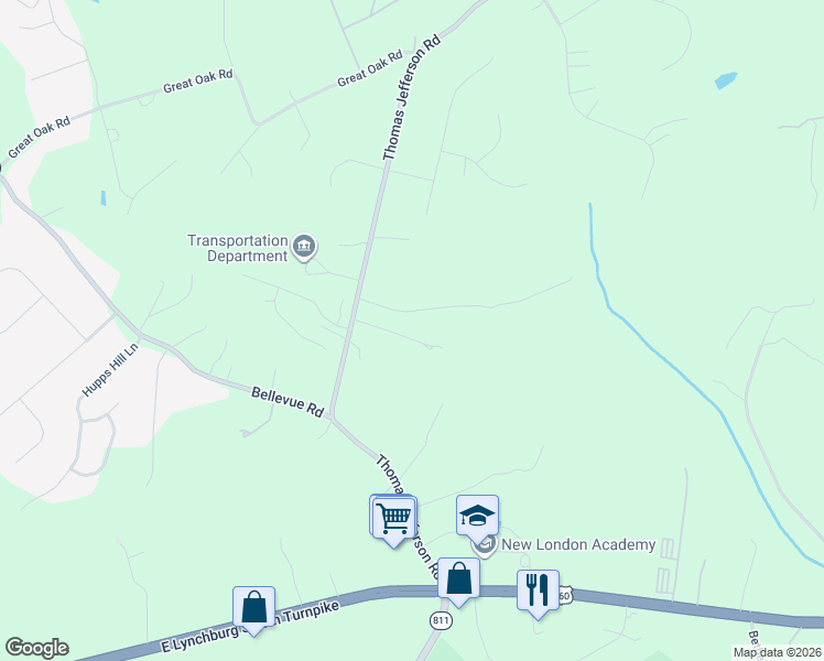 map of restaurants, bars, coffee shops, grocery stores, and more near 1136 London Drive in Forest