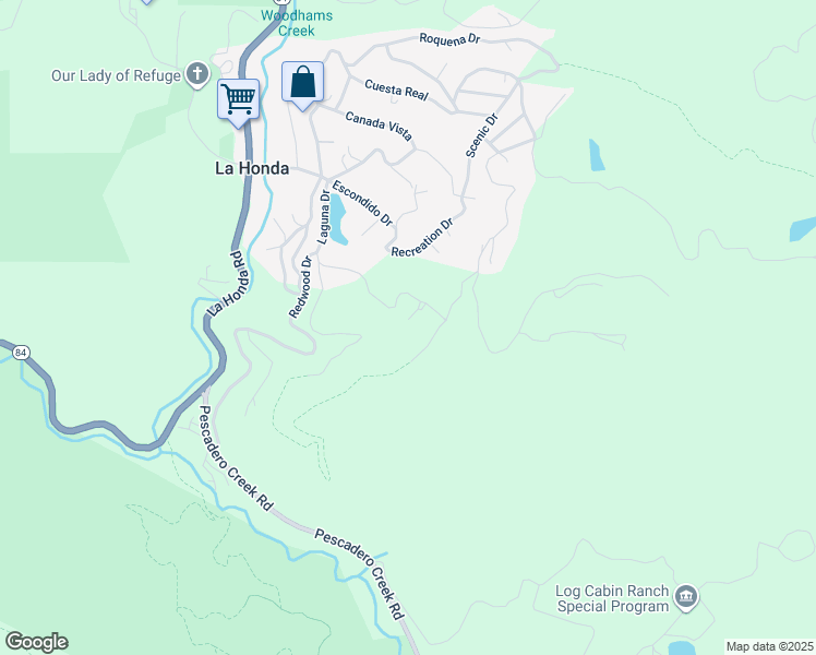 map of restaurants, bars, coffee shops, grocery stores, and more near 60 Fernwood Drive in La Honda