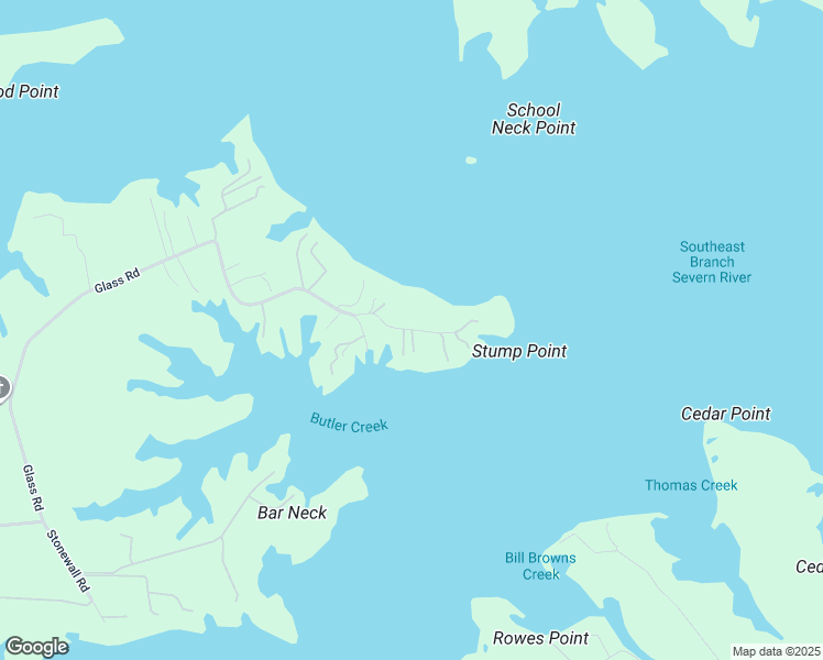 map of restaurants, bars, coffee shops, grocery stores, and more near Stump Point Road in Gloucester County