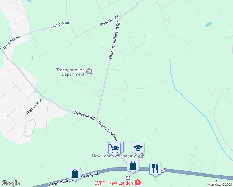 map of restaurants, bars, coffee shops, grocery stores, and more near 1114 London Drive in Forest