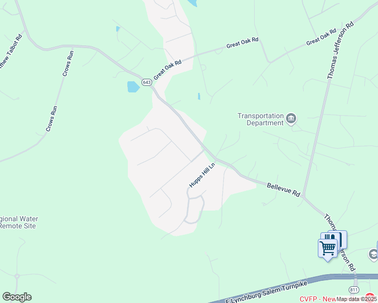 map of restaurants, bars, coffee shops, grocery stores, and more near 1035 A P Hill Place in Forest