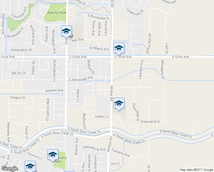 map of restaurants, bars, coffee shops, grocery stores, and more near 2982 Sequoia Drive in Merced