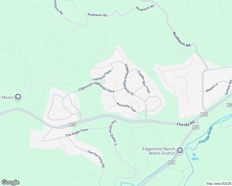 map of restaurants, bars, coffee shops, grocery stores, and more near 340 Kenosha Court in Durango