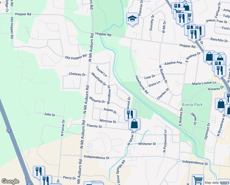 map of restaurants, bars, coffee shops, grocery stores, and more near 618 Woodbine Place in Cape Girardeau