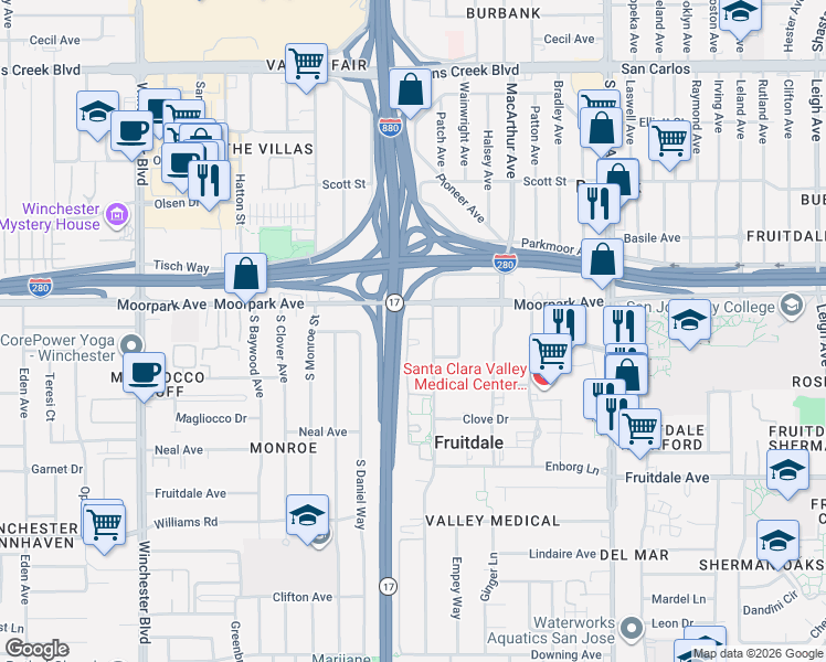 map of restaurants, bars, coffee shops, grocery stores, and more near in Fruitdale